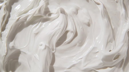 This image showcases a close-up of a smooth, creamy white emulsion paste, perfect for creative projects, design work, and artistic applications, featuring a visually appealing texture.の素材
