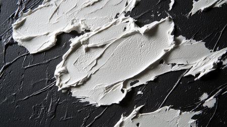 This image showcases abstract white textures layered on a dark surface, creating a striking contrast that adds depth and elegance to various creative projects.の素材