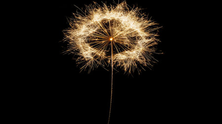 A stunning sparkler creates an intricate circular pattern in the dark, adding a magical touch to any festive occasion with its mesmerizing glow and joyful ambiance.の素材