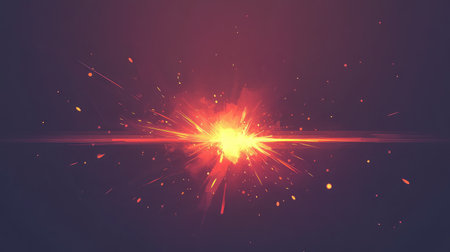 A stunning abstract image showcasing an explosion of light and color, with radiant sparks shooting outward against a dark backdrop, perfect for creative projects and digital art.の素材