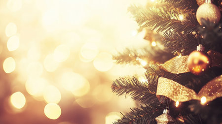 A beautifully decorated Christmas tree adorned with glowing lights and stylish ornaments, creating a warm and inviting atmosphere for the holiday season.の素材