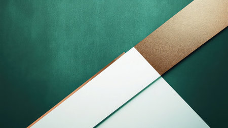 This image showcases a sophisticated blend of textured green and white surfaces, accented by a shiny gold strip, perfect for modern design projects and stylish presentations.の素材