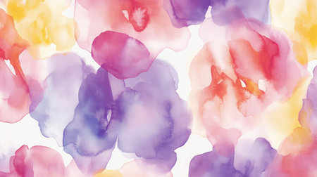 A vibrant watercolor floral pattern featuring soft, blurring colors in pastels. Ideal for backgrounds, fabric designs, or any creative project needing a touch of elegance.の素材