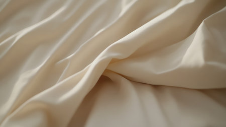 Delicate cream fabric drapes elegantly, showcasing a smooth texture and gentle ripples. Perfect for various design projects, enhancing ambiance and style in any setting.の素材