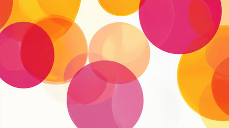 This vibrant abstract image features colorful circles with layered transparency and smooth gradients, ideal for backgrounds, art projects, or decorative elements.の素材