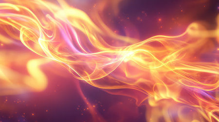 Vibrant abstract image featuring flowing light patterns in warm tones. Ideal for backgrounds or designs that convey energy, creativity, and warmth in artistic projects.の素材