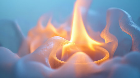 A mesmerizing flame dances gracefully amidst soft, swirling smoke, creating an enchanting visual experience that evokes warmth and tranquility in a captivating atmosphere.の素材