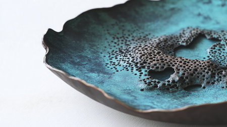 This stunning ceramic plate features an eye-catching textured surface with intricate holes, making it a beautiful addition to any home decor or dining setup.の素材