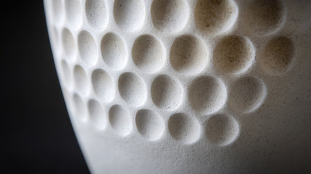 This close-up photograph showcases a textured ceramic surface featuring round dots, emphasizing minimalism and creative design, ideal for artistic inspiration and decorative use.の素材