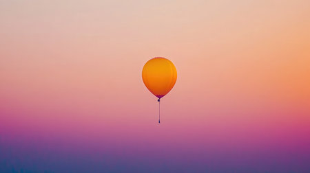 A captivating sunset scene featuring a single orange balloon suspended in a soft gradient sky, showcasing peaceful and vibrant tones of pink and purple for an enchanting visual experience.の素材