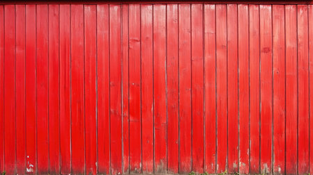 A vibrant red wooden wall showcasing vertical panels and subtle texture, perfect for creative projects, backgrounds, and artistic presentations.の素材