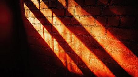 Intriguing play of shadows and light on a textured brick wall creates an artistic ambiance that enhances any modern interior or design project.の素材