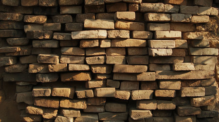 This image features a close-up view of a stacked stone wall, highlighting the intricate textures and earthy tones, perfect for various design and architectural projects.の素材