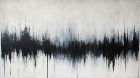 This striking abstract artwork features a dynamic black and white waveform, embodying the interplay between sound and silence, perfect for modern interiors.の素材