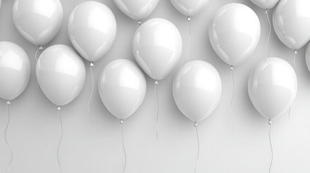 A collection of white balloons arranged against a light background, capturing a minimalistic and elegant vibe. Perfect for celebrations or seasonal events.の素材
