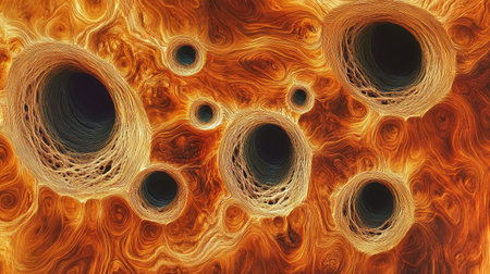 Discover a visually striking abstract representation of organic forms in earthy tones. This image showcases depth and intricate patterns, perfect for creative projects or backgrounds.の素材