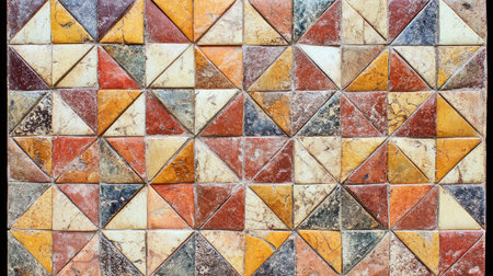 A captivating array of vintage tiles showcasing a rich palette of earthy colors and geometric patterns, perfect for inspiring creative interior design projects and home decor.の素材