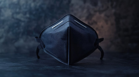 A sleek black face mask with a textured surface, ideal for those seeking both style and protection in their daily lives. Perfect for urban environments and modern aesthetics.の素材