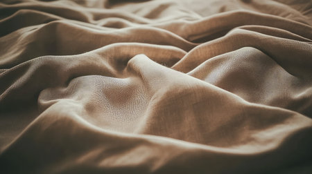 A close-up view of soft fabric draped elegantly, showcasing smooth textures and subtle warmth that enhances the peaceful atmosphere of any space.の素材