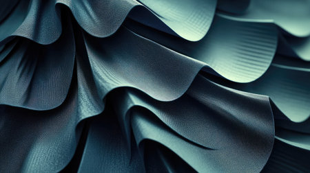 Captivating close-up of flowing blue fabric, revealing intricate ruffles and textures, perfect for illustrating elegance, beauty, and artistic design concepts in various projects.の素材