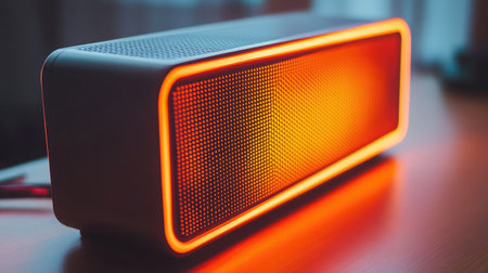 A sleek and stylish portable Bluetooth speaker featuring luminous LED lights, designed to elevate your music enjoyment both indoors and outdoors during any occasion.の素材