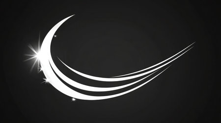 This elegant abstract design features smooth white curves with sparkling effects against a dark backdrop, ideal for graphic art, branding, or creative projects.の素材