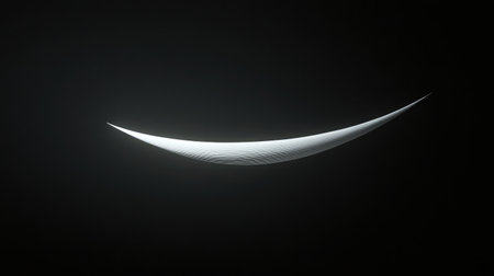 This captivating minimalist abstract artwork features a smooth curved shape that interacts beautifully with light and shadow against a dark backdrop, evoking tranquility and elegance.の素材