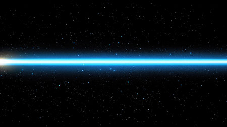 Captivating cosmic scene with a bright blue beam of light surrounded by countless stars, evoking feelings of infinity, exploration, and beauty within the universe.の素材