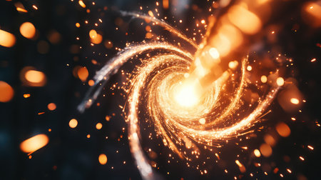 Dive into a stunning visual of swirling cosmic energy and glowing particles, capturing the essence of beauty and mystery in the depths of space. Perfect for creative projects.の素材