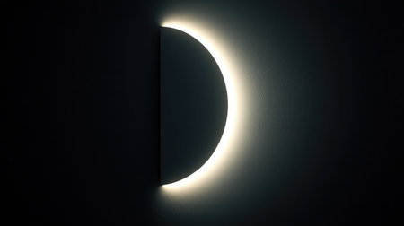 A captivating half-moon light fixture adds a unique touch, casting a soft glow and enhancing the tranquil ambiance of any modern interior space. Perfect for creating warmth.の素材