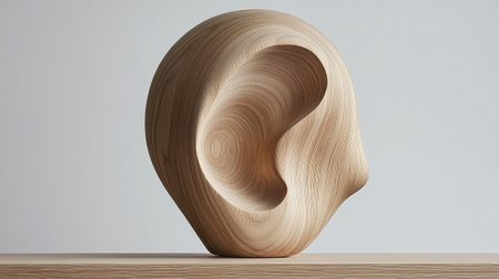 A stunning wooden ear sculpture that combines modern artistry with minimalist design, perfect for enhancing any contemporary living space and adding a touch of elegance.の素材