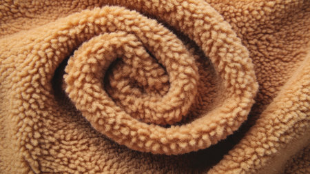 A close-up image capturing the cozy swirl of soft, textured orange fabric, perfect for evoking feelings of warmth and comfort in any setting.の素材