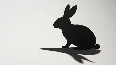 A captivating silhouette of a rabbit showcases its elegant form and expressive ears, creating a striking visual against a light background, ideal for artistic projects.の素材