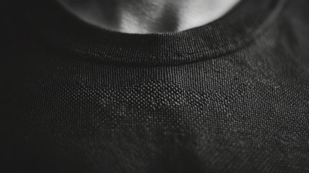 This close-up image showcases the intricate texture of black fabric. The monochrome lighting highlights the unique weave and softness, ideal for design inspiration.の素材