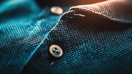 A close-up view of textured fabric featuring buttons, showcasing intricate detail and colors. Ideal for fashion, textile, and design concepts.の素材