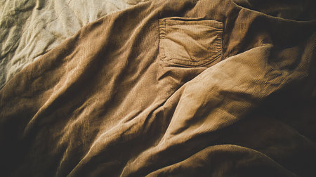 This image features soft fabric in warm earthy tones, perfect for showcasing texture and detail. Ideal for design, fashion, or home decor projects.の素材