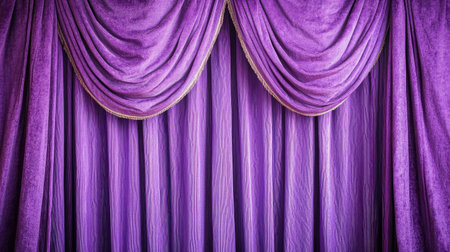 Rich purple drapes create a luxurious backdrop, perfect for events, performances, or stylish interior designs. Enhance your space with elegance.の素材
