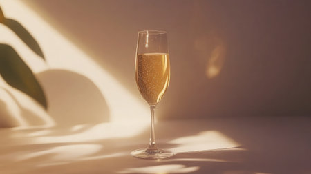A beautifully lit image of a champagne glass filled with golden bubbles, perfect for festive occasions, celebrations, and luxury events.の素材