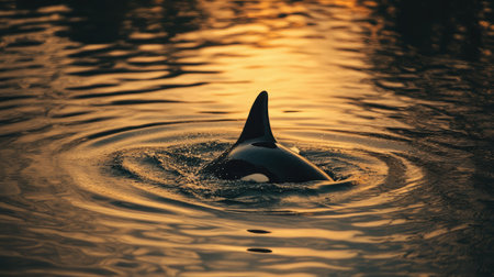 A striking silhouette of a dolphinの素材