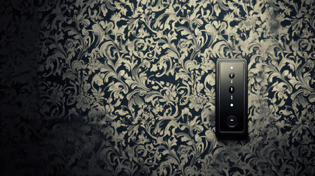 A stylish light switch set against a beautifully patterned wallpaper showcases elegance and sophistication in room decor, enhancing the ambiance of any space.の素材