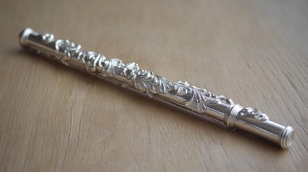 Discover a stunning silver pen featuring an intricate floral design, perfect for adding elegance to your workspace or gifting to someone special. Ideal for collectors and professionals.の素材