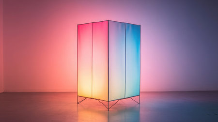 A stunning light filter wall showcasing a vibrant gradient effect in a modern art space, perfect for creative inspiration and interior design concepts.の素材