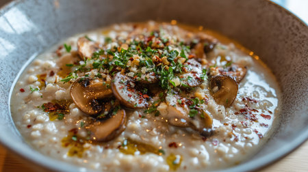 A delectable bowl of creamy risotto topped with sautの素材
