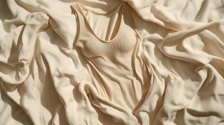 Beige seamless bodysuit with spaghetti straps displayed neatly on a clean white backdropの素材