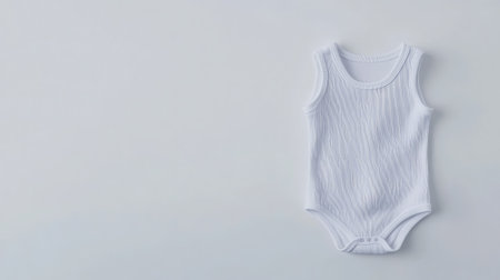 Gray ribbed sleeveless bodysuit arranged flat in perfect symmetry on a white backgroundの素材