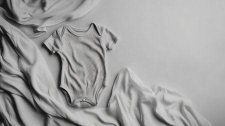 High-cut ribbed bodysuit in monochrome gray displayed flat with clean lines on whiteの素材