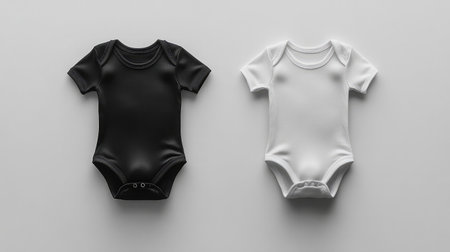 Two identical bodysuits in folded and laid-out styles for contrast on whiteの素材