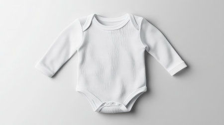 A long-sleeve bodysuit positioned neatly on a clean white background for online catalog useの素材
