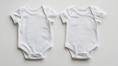 Two identical bodysuits in folded and laid-out styles for contrast on whiteの素材