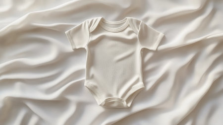 White minimalist bodysuit styled with shadows and natural folds on matching white backdropの素材